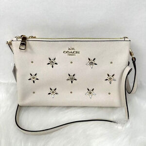 Coach Lyla Crossbody With Allover Studs In Chalk Crossgrain Leather F72836 NWT